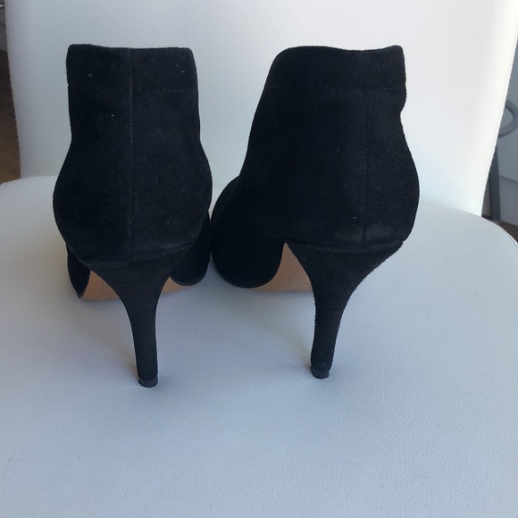 Black suede slip on ankle boots. - Picture 3 of 5